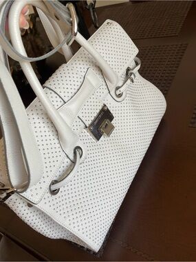 Jimmy Choo white  Perforated Leather Satchel